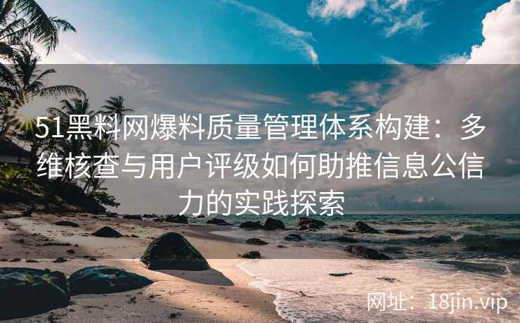 51黑料网爆料质量管理体系构建：多维核查与用户评级如何助推信息公信力的实践探索