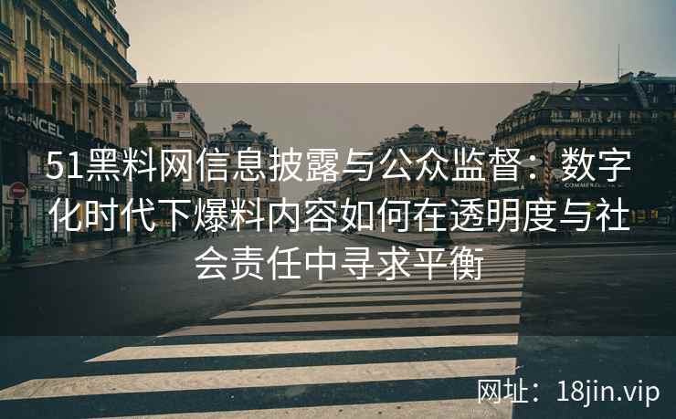 51黑料网信息披露与公众监督：数字化时代下爆料内容如何在透明度与社会责任中寻求平衡